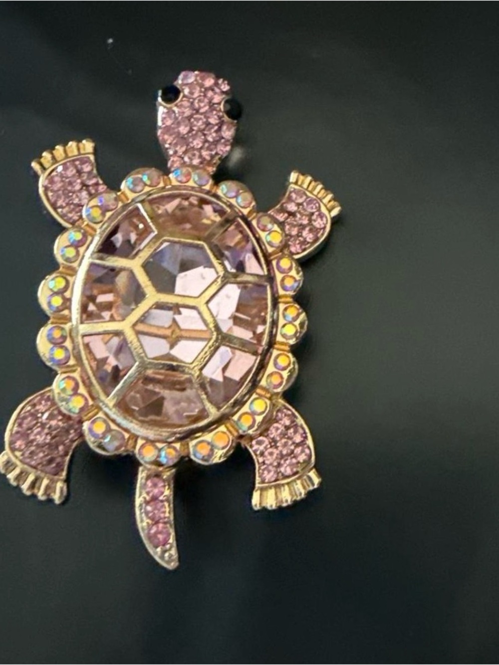 Pink Crystal Turtle Brooch - Elegant Women's Jewelry